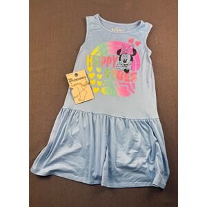 Disney Minnie Mouse Happy Vibes Light Blue Girls Dress Size M‎ (7/8) NEW